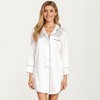 Anna-Kaci Lounge Women's Satin Button-Front Sleep Shirt with Contrast Piping Trim and Relaxed Long Sleeve Silhouette - 2 of 4