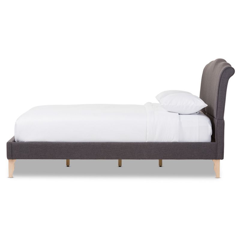 Queen Fannie French Classic Modern Style Polyester Fabric Platform Bed Dark Gray - Baxton Studio, 3 of 7
