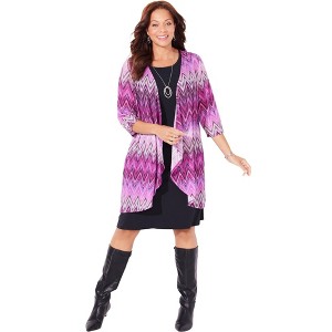 Catherines Women's Plus Size Chevron Shadow Jacket Dress - 1 of 4