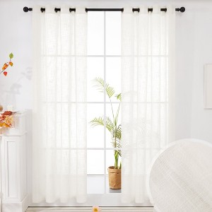 Deconovo Faux Linen Sheer Curtain Panels (2-Pack) – Light Filtering, Grommet Top - 1 of 4