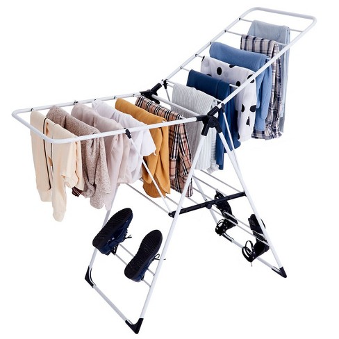 White Heavy-Duty Folding Gullwing Laundry Drying Rack