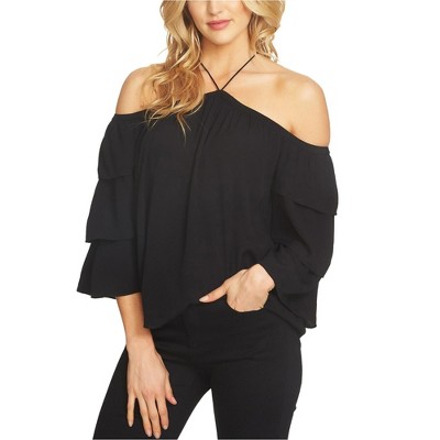 1.STATE Womens Cold Shoulder Halter Blouse Top