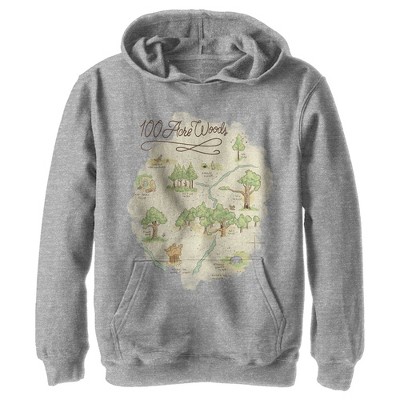 Boy's Winnie The Pooh 100 Acre Woods Map Pull Over Hoodie - Athletic ...