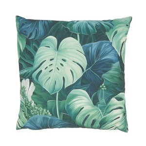 Saro Lifestyle Philodendron Paradise Outdoor Poly Filled Throw Pillow, 18"x18", Green - 1 of 3