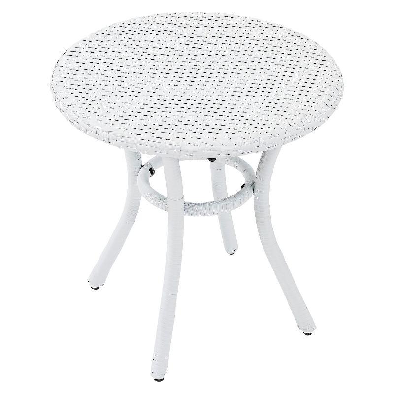 Crosley Palm Harbor Outdoor Wicker Round Side Table in White, 3 of 7