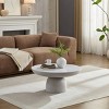 Gray Round Fiberglass Coffee Table with Wood Veneer Top and Metal Base, Luxury Center Table with Open Storage for Living Room or Lounge-Koiai - 3 of 4