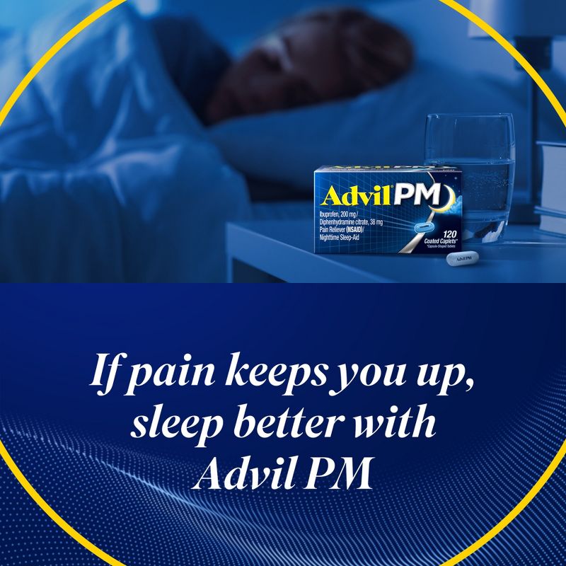 Advil PM Pain Reliever/Nighttime Sleep Aid Caplets - Ibuprofen (NSAID) - 120ct, 4 of 11