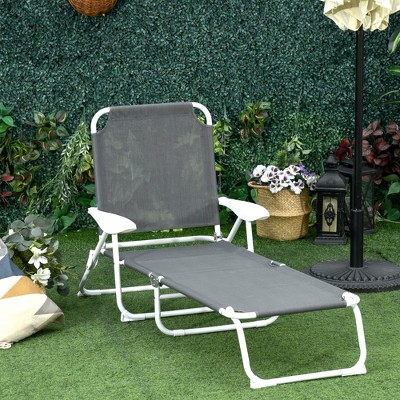 Maggift Patio Chaise Lounges, Portable Foldable Lounge Chair, Adjustable Angle Multifunctional Patio Lounge Chair, Gray, 73.25"*26"*31.5"