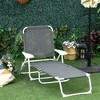 Outsunny Folding Chaise Lounge, Outdoor Sun Tanning Chair, Four-Position Reclining Back, Armrests, Mesh Fabric - 2 of 4