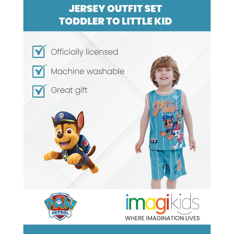 PAW Patrol Chase Marshall Rubble Mesh Jersey Tank Top and Basketball Shorts Athletic Outfit Set Toddler, 2 of 8