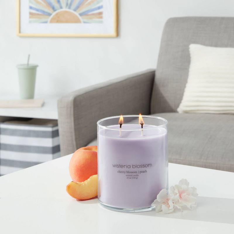 Glass Jar 2-Wick Wisteria Blossom Candle Lilac Purple - Room Essentials™, 3 of 6
