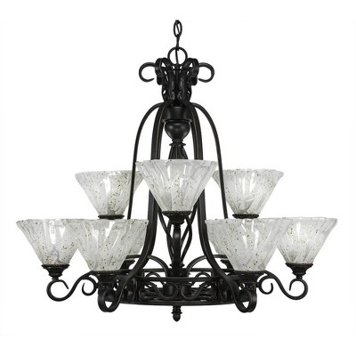 Toltec Lighting Elegante 9 - Light Chandelier in  Dark Granite with 7" Italian Ice Shade