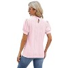 Womens Puff Short Sleeve Summer Blouse Ruffle Mock Neck Dressy Shirts Elegant Eyelet Tops - 2 of 4