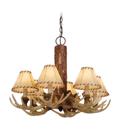 Vaxcel Lodge 6 - Light Chandelier in  Noachian Stone
