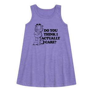 - Garfield - Do You Think I Actually Care Graphic Sleeveless Aline Dress - 1 of 2