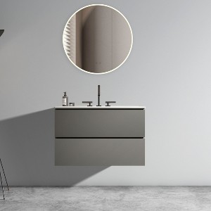 NicBex Floating Bathroom Vanity with Sink and Faucet Holes,Bathroom Sink Vanity with 2 Drawers,Oak/Walnut/White/Gray - 1 of 4