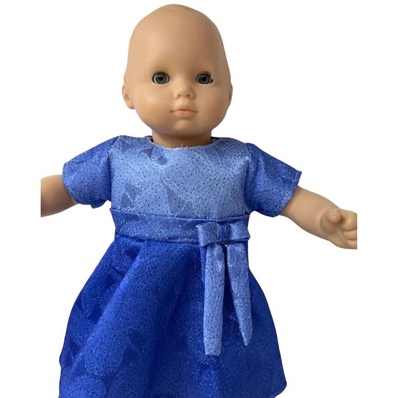 Doll Clothes Superstore Blue Sparkle Dress Fits 14-16 Inch Baby Dolls, 3 of 5