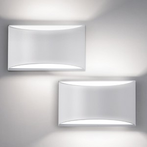 YANSUN 8 in. 1-Light White Modern Lantern Wall Sconce for Living Room and Hallway (2-Pack) - 1 of 1