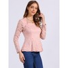 Allegra K Women's Lace Square Neck Long Sleeve Stertch Elegant Casual Peplum Blouse - 4 of 4