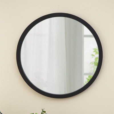 20" Wood Frame Mirror Round Wall Mirror Home Decorative Entryway Mirror Wall Mounted Mirrors For Living Room-The Pop Home