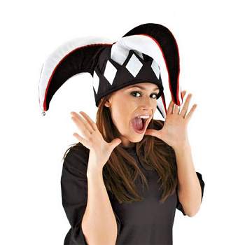 HalloweenCostumes.com   Court Jester Plush Black & White Hat, Multicolored