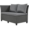 PDTEND 5-Piece Outdoor Patio Wicker L-Shaped Conversation Sofa Set with Cushions, 2 Extendable Side Tables, Dining Table, Washable Covers - 4 of 4