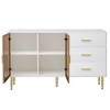 YOOCOZZ MDF Modern Sideboard Buffet Cabinet with Amber-yellow Tempered Glass Doors and Marble Sticker Tabletop - 3 of 4