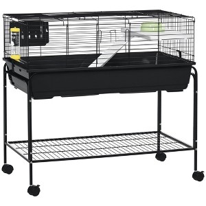 Skyzone Blue Two-Story Small Animal Habitat with Removable Cage, Stand with Shelf & Wheels, for - 1 of 4