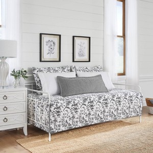 39" X 75" Amberley Daybed Quilt & Sham Bonus Set Charcoal - Laura Ashley - 1 of 4