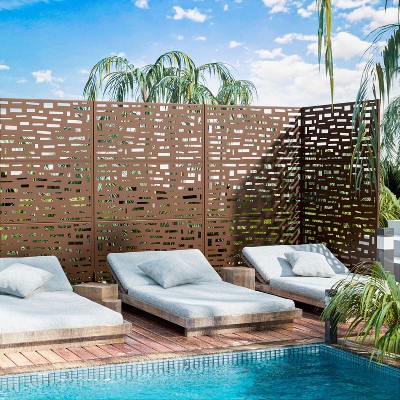 1-Piece Wide Edged Brown Galvanized Sheet Screen Outdoor Metal Screen Decorative Art Panel