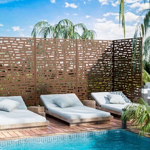 1-Piece Wide Edged Brown Galvanized Sheet Screen Outdoor Metal Screen Decorative Art Panel - 1 of 4
