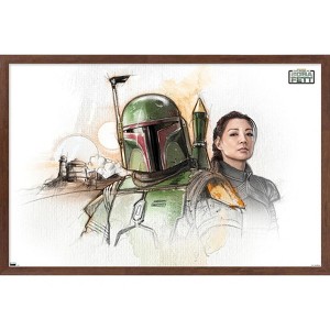 Trends International Star Wars: The Book of Boba Fett - Boba and Fennec Shand Illustrated Framed Wall Poster Prints - 1 of 4