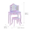 Teamson Kids Stardust Gisele Wood Vanity Table with LED Lights, Storage Drawer, Mirror & Stool, Purple - 3 of 4