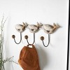 8"x18" Wood Whale Handmade Distressed Wall Hook, Beige with 3 Hangers - Olivia & May - 2 of 4