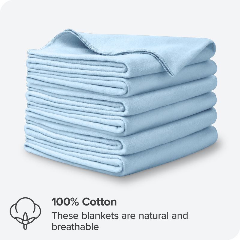 100% Cotton Flannel Receiving Blanket - 6 Pack by Bare Home, 2 of 8