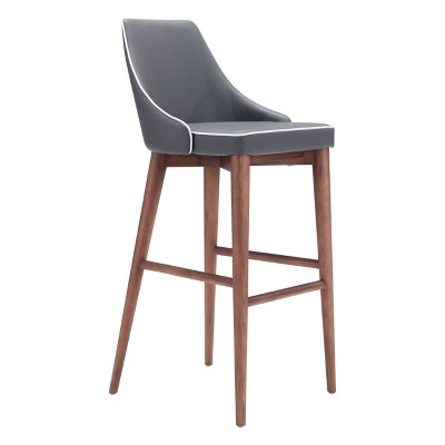 29.9" Wing Back Faux Leather Barstool Dark Gray - ZM Home