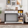 47" Large Dog Crate Furniture with 2 Drawers & 4 Shelves, Multi-Functional Wooden Dog Kennel Indoor as TV Stand, Sideboard for Medium Large Dogs - 4 of 4