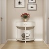 Gulches 31 in Creamy White Demi-Lune Solid Wood MDF Console Table with 3D Wave Pattern 2 Drawers Bottom Shelf - 3 of 4
