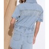 Women's Washed Denim Overall Romper - Blue B - 2 of 3
