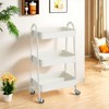 FURNIinspire Utility Storage Carts 3 Tier Small Rolling Cart, Metal Utility Storage Organizer Kitchen Office Shelves, White, 12.2"*16.9"*30.9" - 2 of 4