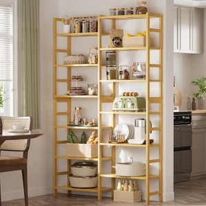 Besiost 6-Tier Bamboo Bookshelf with 12 Disply Sheves, 41-In Wide Open Bookcase - 1 of 4