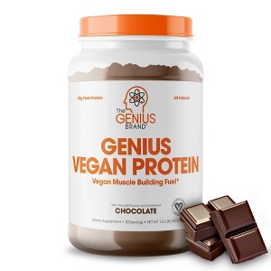 Genius Brand Genius Vegan Protein—Vegan Protein Powder for Strength—Lactose-Free, Gluten-Free, Plant-Based, Naturally Sweetened—Chocolate—20 Servings - 1 of 4