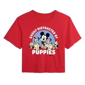 Women's - Disney Classics - Easily Distracted By Puppies Cropped Graphic T-Shirt - 1 of 4