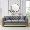 84'' Velvet Luxury Tufted 3-Seater Sofa with Gold Stainless Steel Accents for Living Room - 2 of 4