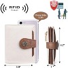 CLUCI Small Wallets for Women RFID Blocking Leather Trifold Compact Credit Card Holder with ID Window Ladies Zipper Coin Purse Beige with Brown - 3 of 3