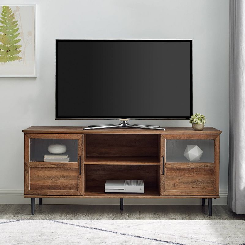 Modern Wood and Glass Door Console TV Stand for TVs up to 65" - Saracina Home, 5 of 12
