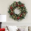 30-inch Pre-Lit Decorated Christmas Wreath with 50 LED Lights Battery Operated (Red) - 3 of 4