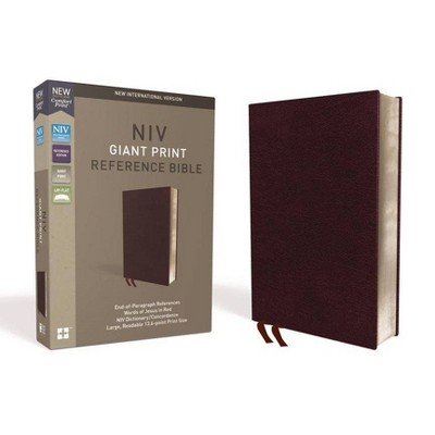 NIV, Reference Bible, Giant Print, Bonded Leather, Burgundy, Red Letter Edition, Comfort Print - Large Print by  Zondervan (Leather Bound)