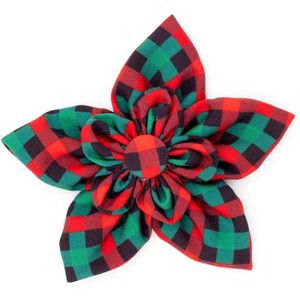 The Worthy Dog Holiday Check Flower Adjustable Collar Attachment Accessory - 1 of 2