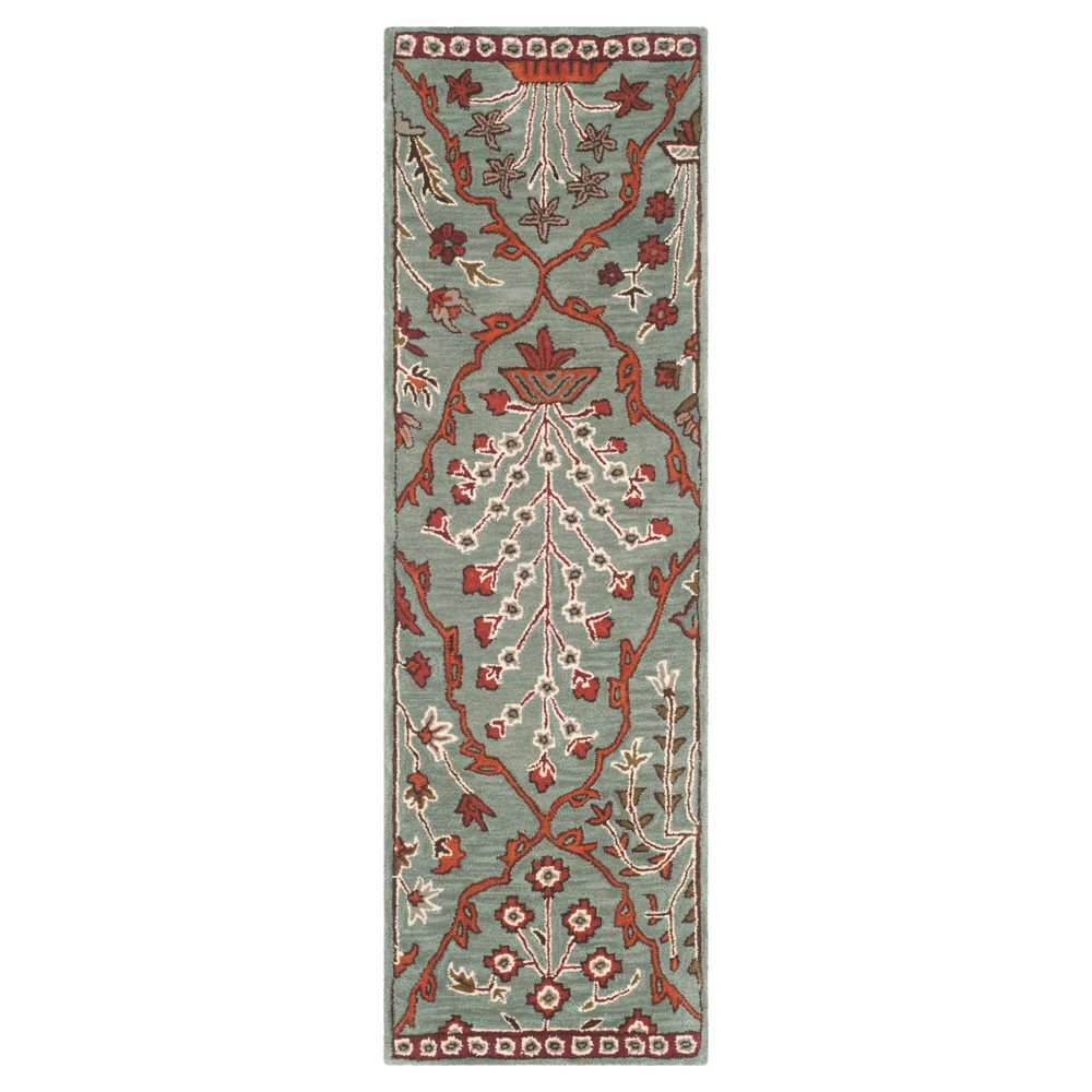 Blue/Rust Botanical Tufted Runner - (2'3inx7' Runner) - Safavieh